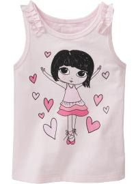 Ruffled Ballet-Graphic Tanks for Baby