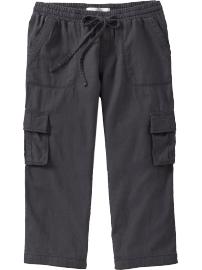 Women's Low-Rise Linen-Blend Cargo Capris