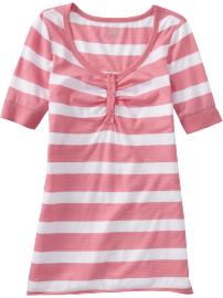 Women's Striped Raw-Edged Henleys