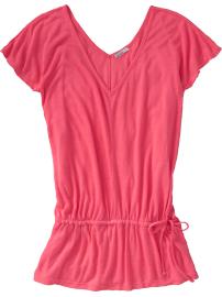 Women's Linen-Jersey Cinch-Hem Tops