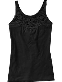 Women's Embroidered Lace Cut-Out Tanks