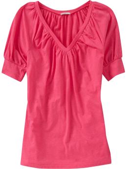 Women's Gathered V-Neck Jersey Tees