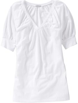 Women's Gathered V-Neck Jersey Tees