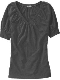 Women's Gathered V-Neck Jersey Tees