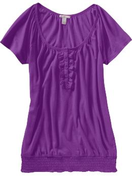 Women's Smocked Ruffle Henleys