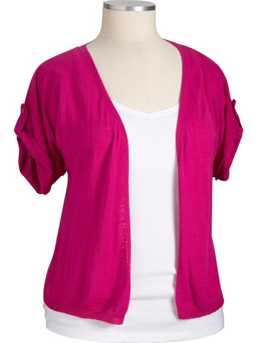 Old Navy Womens Plus Slub-Knit Tab-Sleeve Cardigans