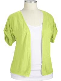 Women's Plus Slub-Knit Tab-Sleeve Cardigans