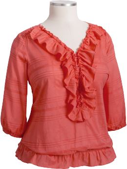 Women's Plus Ruffled 3/4-Sleeve Tops