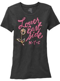 Women's Embroidered-Graphic Slub-Knit Tees