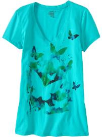Women's Watercolor-Graphic V-Neck Tees