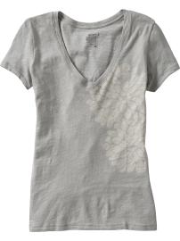 Women's Woodblock-Graphic Slub-Knit Tees