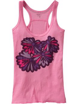 Women's Slub-Knit Floral-Graphic Tanks