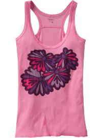 Women's Slub-Knit Floral-Graphic Tanks