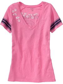 Women's Embroidered Team-Style Graphic Tees