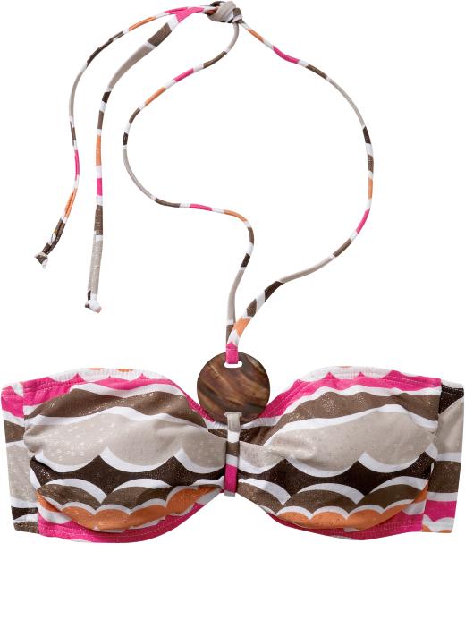 Old Navy Womens Shimmer Shell-Detail Bandeau Bikinis