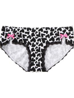 Women's Heart-Print Lace-Trim Hipster Underwear