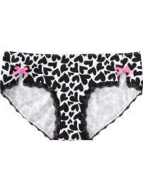 Women's Heart-Print Lace-Trim Hipster Underwear