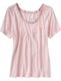 Women's Satin-Trim Pocket Tees