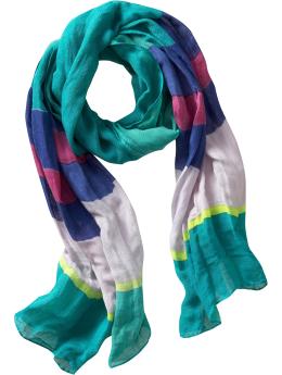 Women's Striped Linen-Blend Scarves