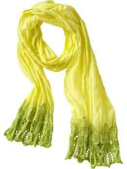Women's Embroidered-Eyelet Scarves