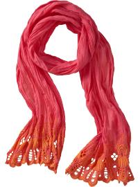 Women's Embroidered-Eyelet Scarves