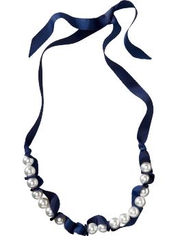 Women's Faux-Pearl Ribbon Necklaces