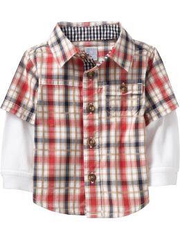 2-in-1 Plaid Shirts for Baby