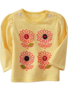 Striped Flower-Graphic Tees for Baby