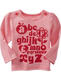 Striped Flower-Graphic Tees for Baby