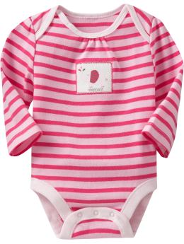 Striped Elephant Patch Bodysuits for Baby