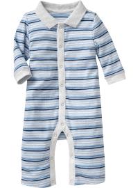 Blue-Stripe Polo One-Pieces for Baby