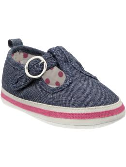 Chambray T-Strap Shoes for Baby