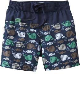 Whale-Print Swim Trunks for Baby