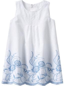 Floral-Embroidered Border Dresses