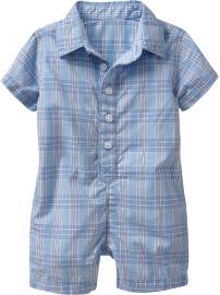 Plaid Button-Front One-Pieces for Baby