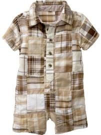Patchwork Button-Front One-Pieces for Baby