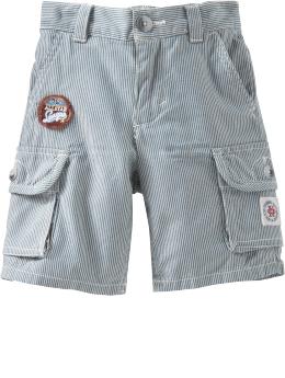 Ticking-Stripe Cargo Shorts for Baby