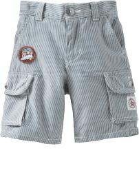 Ticking-Stripe Cargo Shorts for Baby