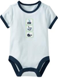 Nautical-Patch Bodysuits for Baby