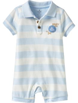 Striped Polo Applique One-Pieces for Baby