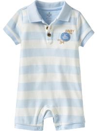 Striped Polo Applique One-Pieces for Baby