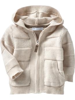 Pieced Hooded Zip Sweater for Baby