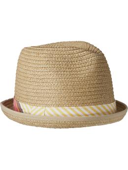 Banded Straw Fedora for Baby