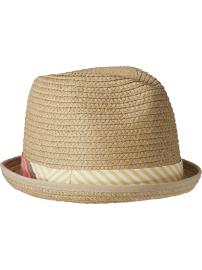 Banded Straw Fedora for Baby