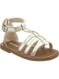 Metallic Faux-Leather Gladiator Sandals for Baby