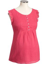 Maternity Linen-Blend Ruffled Tops