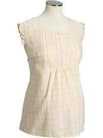Maternity Linen-Blend Ruffled Tops