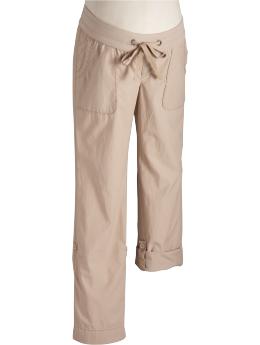 Maternity Low-Rise Twill Roll-Up Pants