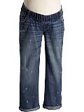 Maternity Low-Rise Distressed Boyfriend Jeans