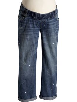 Maternity Low-Rise Distressed Boyfriend Jeans